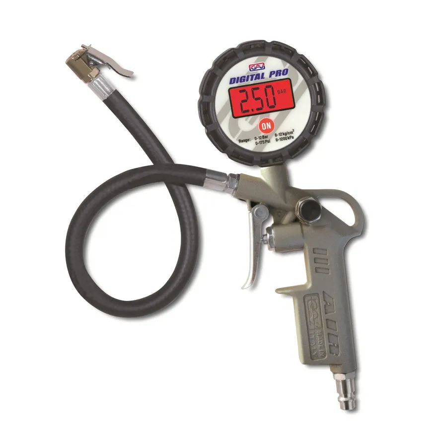 Bandenblazer, digitaal, ¼", drukmeter 63 mm, soepele slang 40 cm