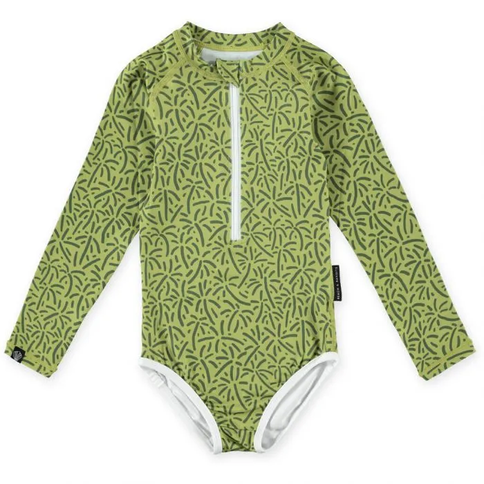 BEACH & BANDITS  UVZWEMPAK VOOR MEISJES  LANGE MOUW  UPF50+  ENDLESS PALMS  GROEN 