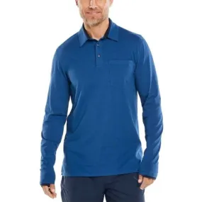 Coolibar - UV Pocket Polo voor heren - Lange mouw - Merrit - Rivierblauw 