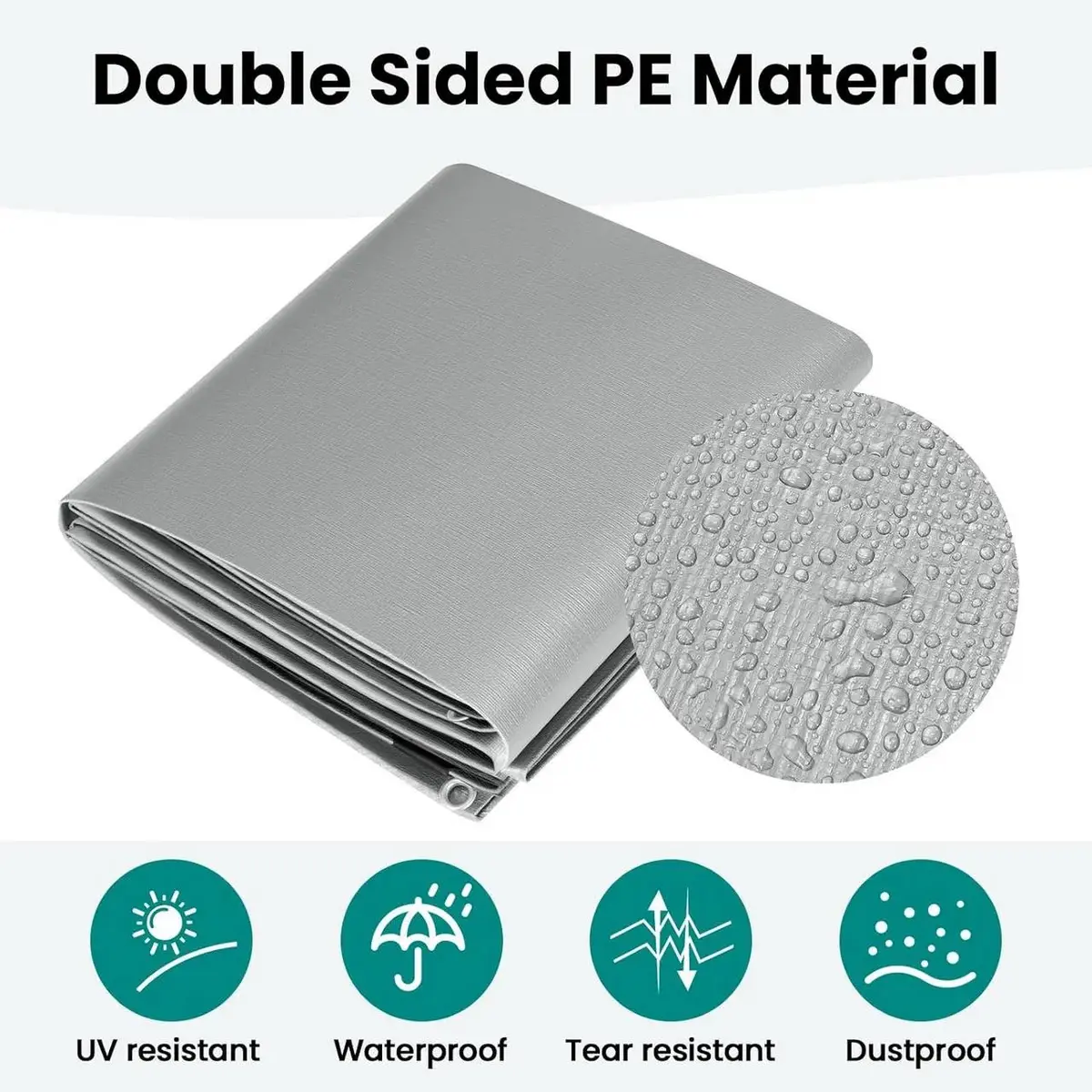 DIFERZA WATERDICHT ZEILDOEK, 280 G/M² PEBESCHERMZEIL MET OGEN, UVSTABIEL GRIJSZWART 3×3 M