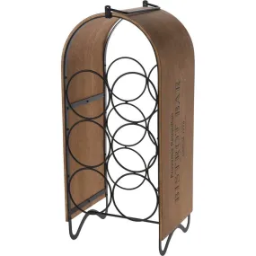 Flessenrek in hout en metaal voor 6 flessen L21,5 x D18 x H49cm
