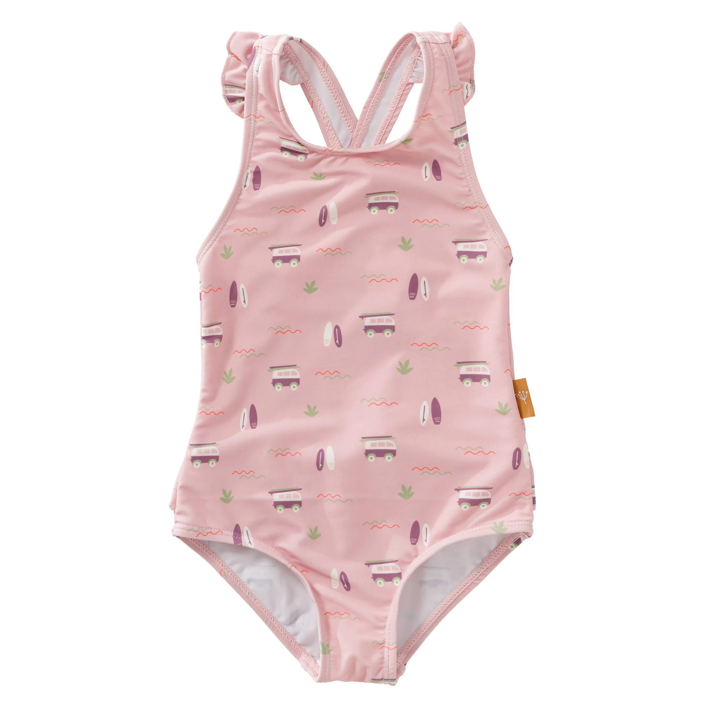 Fresk UV badpak met all over print en ruches roze UV zwempak Meisjes Nylon Ronde hals 110 116