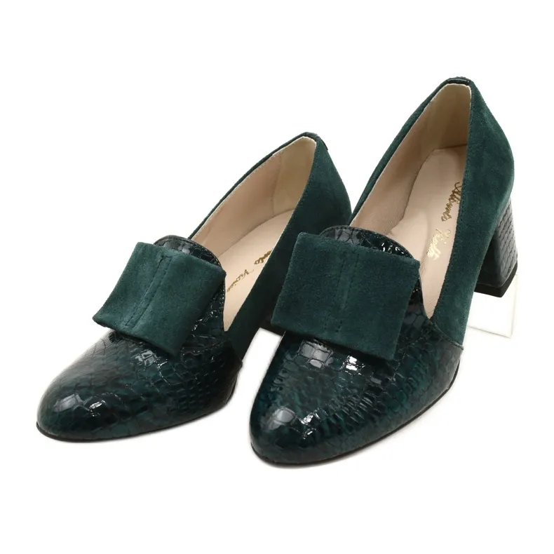 PA2 Diana groene suède slangenleer pumps groente
