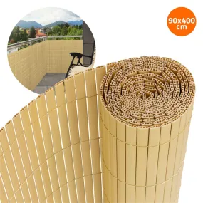 Privacyscherm 90x400 cm privacyscherm windscherm balkonscherm PVC bamboe UV-bestendig