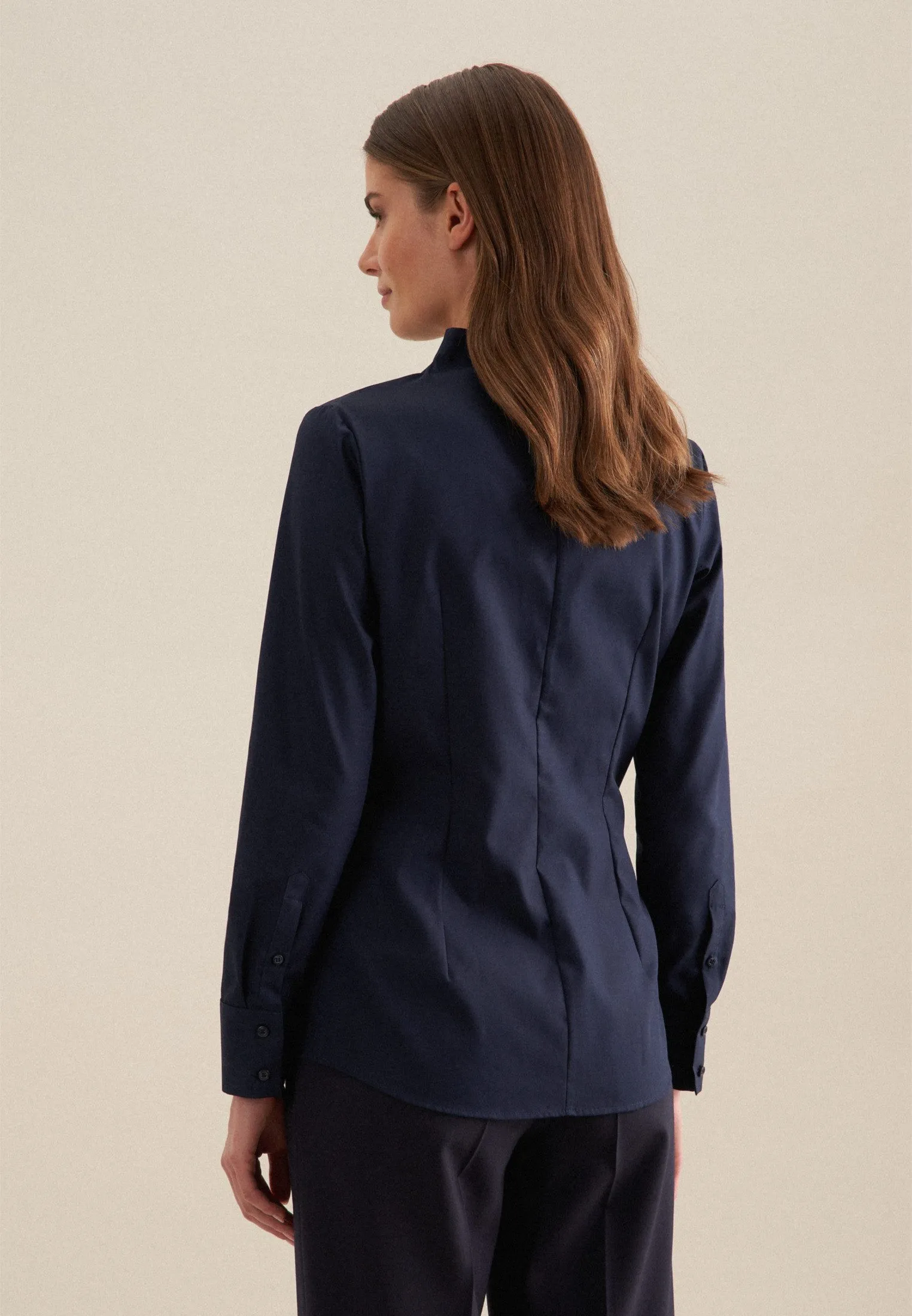 seidensticker Klassieke blouse Zwarte roos Lange mouwen kraag uni